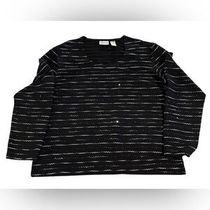 Chico's Black with Silver Accents and Sequins Long Sleeve Shirt